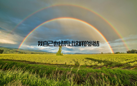 我自己也经历过这样的纠结